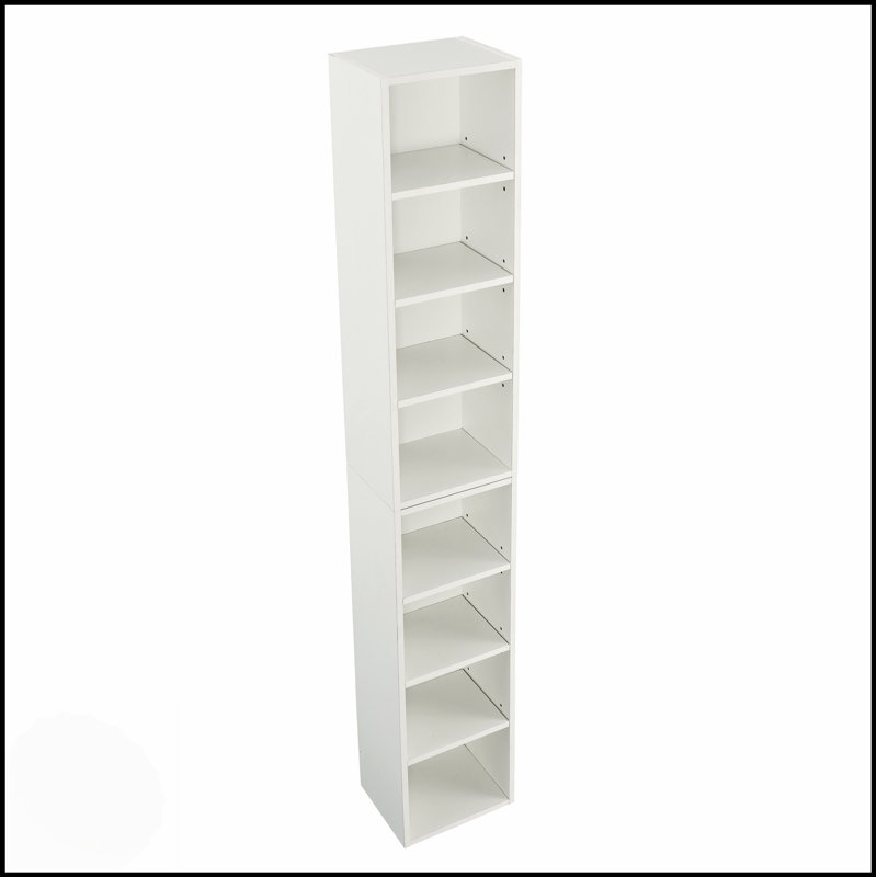 8-Tier Media Tower Rack, CD DVD Slim Storage Cabinet With Adjustable Shelves For Home Office, Multi-Functional Double-Decker Bookcase