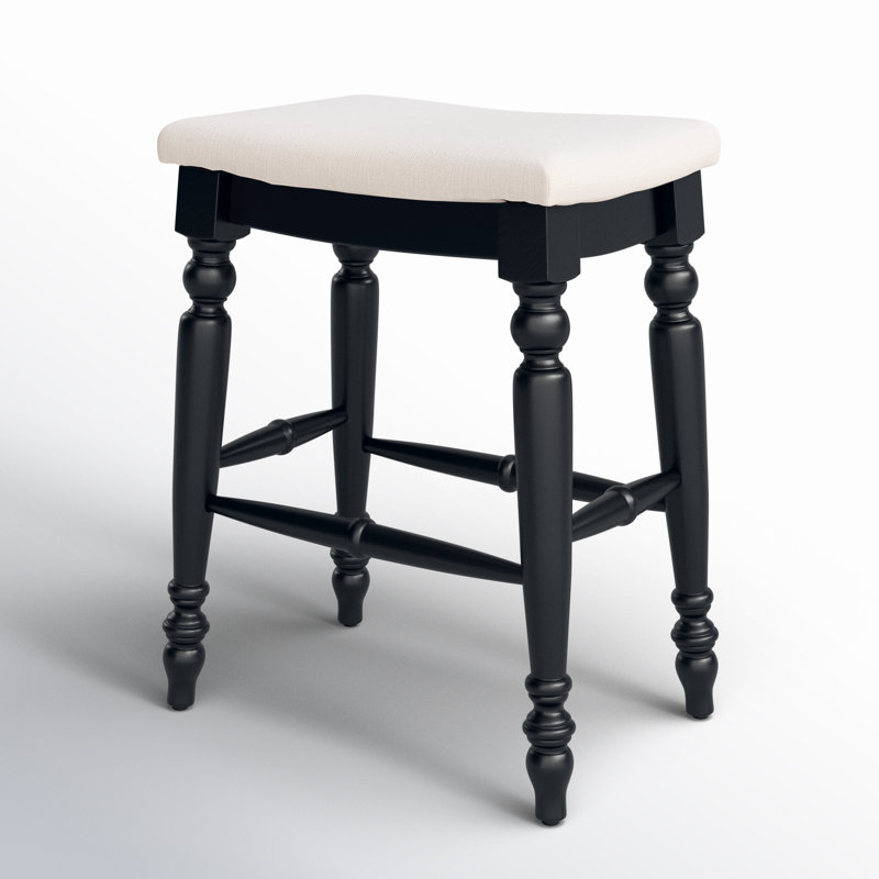 Marino 25" Black Wood Elegant Backless Counter Stool