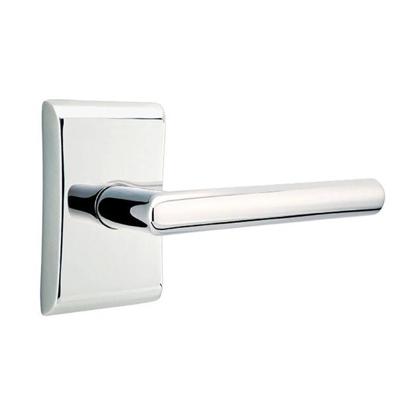 Poignée de porte avec passe-tringle et passe-tringle, Chrome poli, Droite