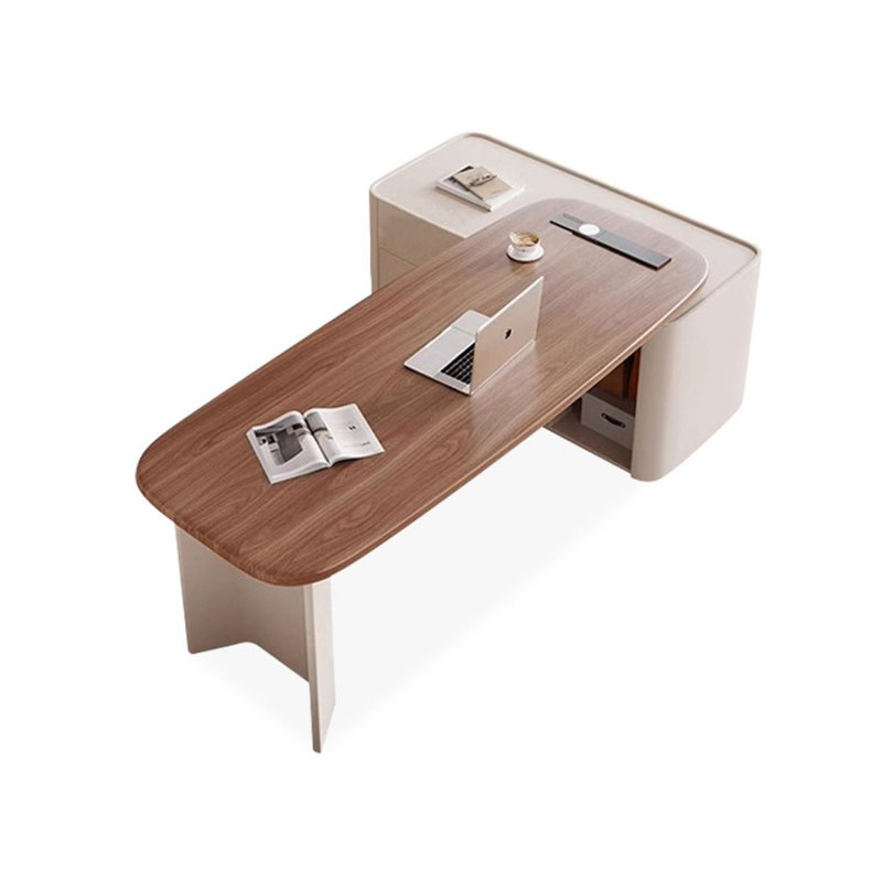 Bureaux rectangulaires en bois manufacturé brun, H 29,53 po x l 55,12 po x P 51,18 po, Retour à gauche