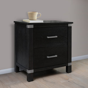 Declan Two Drawer Nightstand, Black