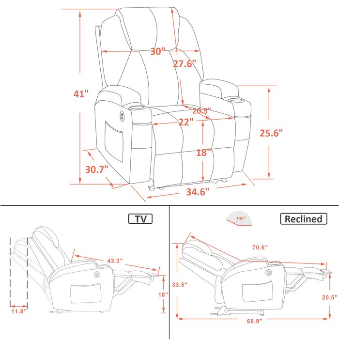 Latitude Run® Thirza Vegan Leather Power Recliner & Reviews | Wayfair