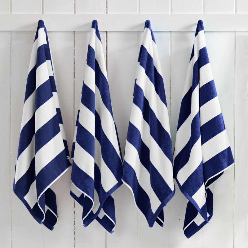 Serviettes de plage 100% coton absorbant et à séchage rapide Cabana, Bleu marine