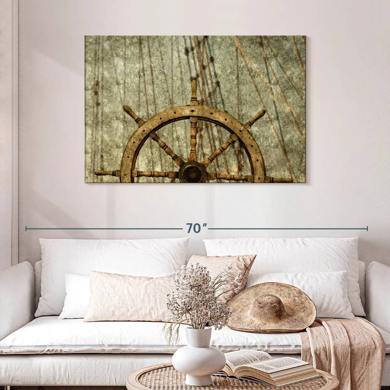 Old ship wheel Aletra, H 30 po x l 45 po