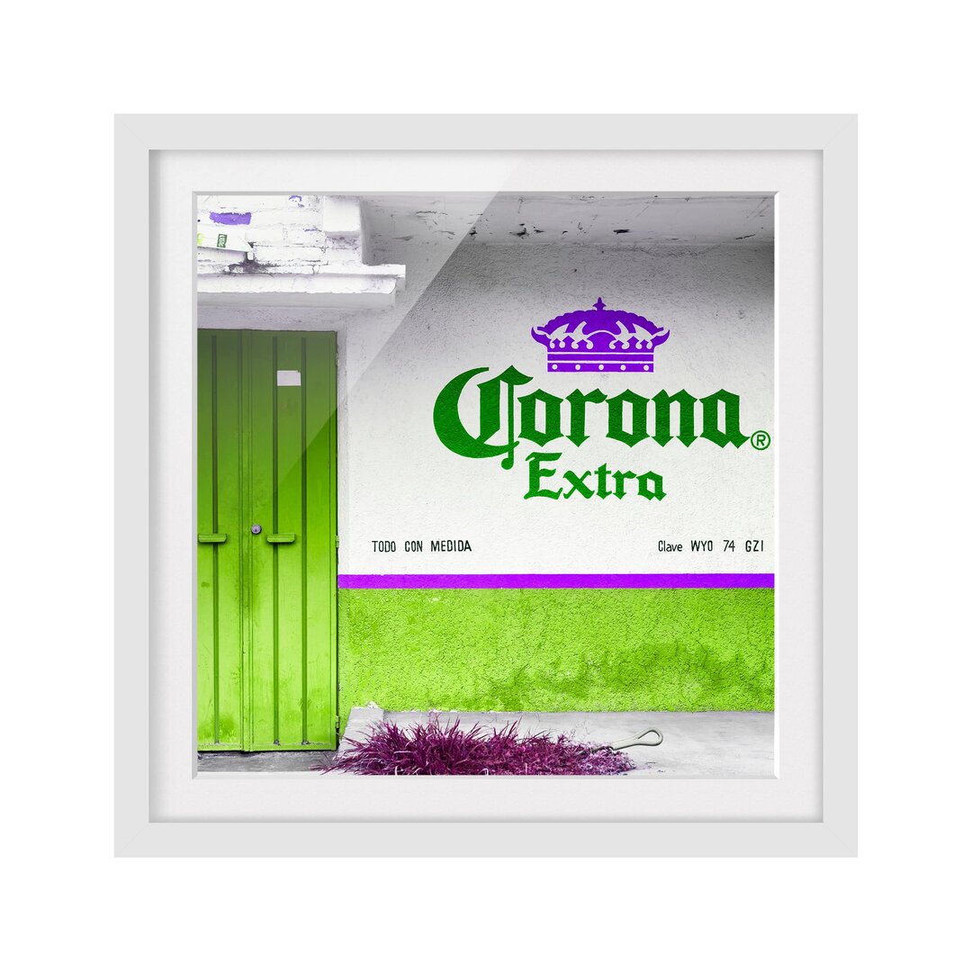 Gerahmtes Papierbild Corona Extra Grün