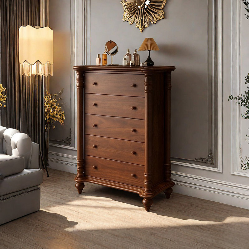 Commode de rangement en bois massif style rétro