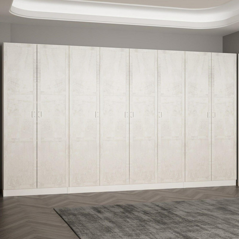 Modern Hall Stand, White, 141.7 x 82.7 x 13.8 inches | 100% Melamine Coated Particle Board, Thickness: 0.7 inches | Stylish Storage Solution for Entryway & Hallway, Durable and Elegant Design