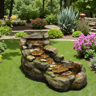 Arani Hand Crafted Weather Resistant Floor Fountain with Light