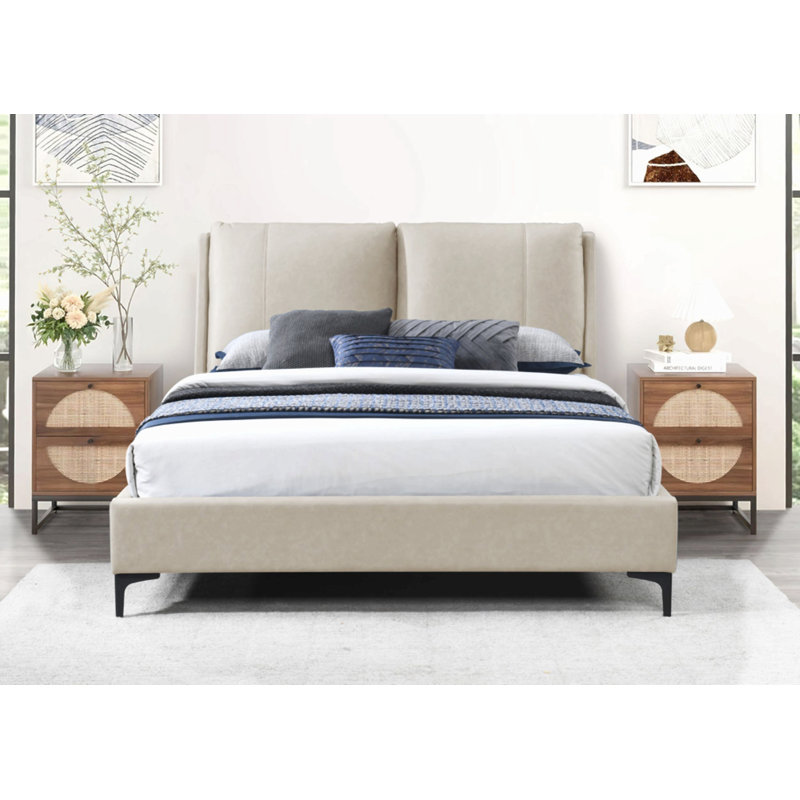 Upholstered Tan King Bed