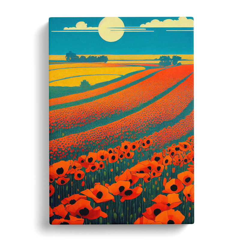 Brackston Poppy Field Nouveau - Wrapped Canvas, 50cm H x 35cm W x 3cm D