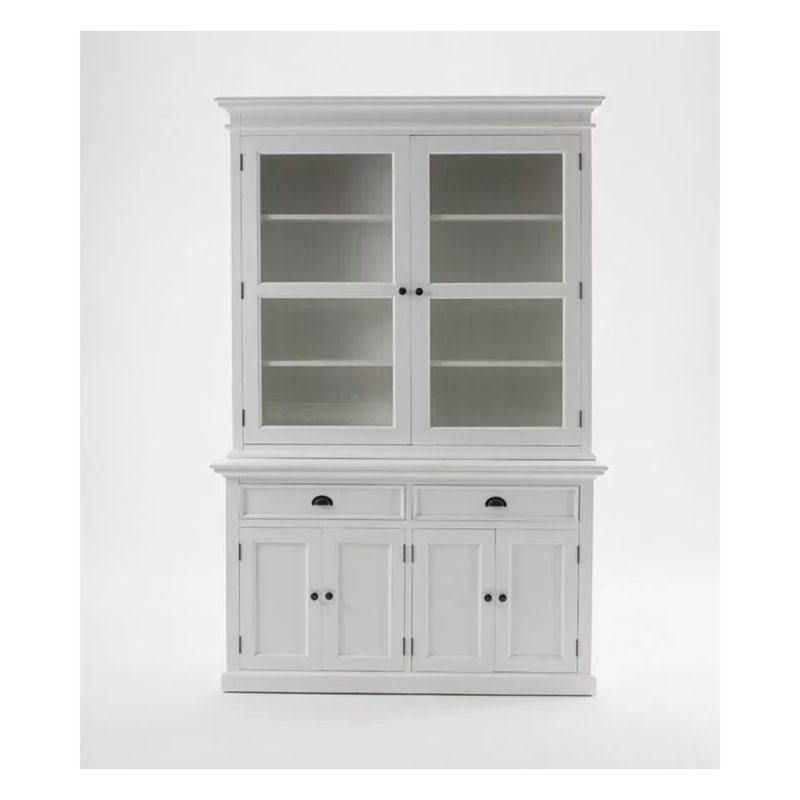 Huche de salle à manger en bois massif 57 po avec douze tablettes et deux tiroirs 57 po