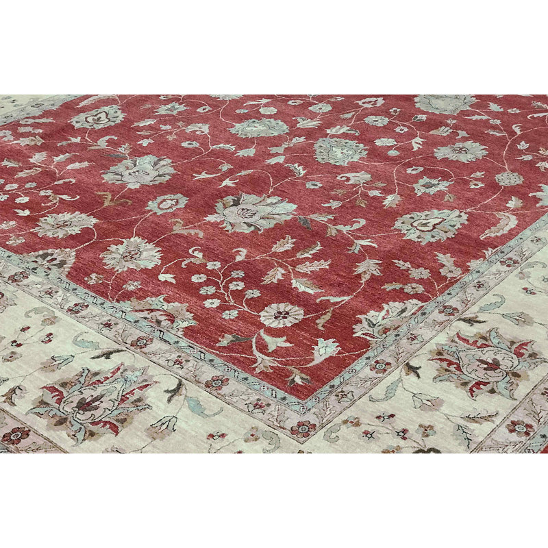 Tapis rouille et ivoire de haute qualité noué à la main