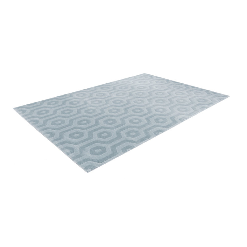 Tapis bleu tissé à la machine Imiyah, Rectangle 6 pi 7 po x 9 pi 6 po