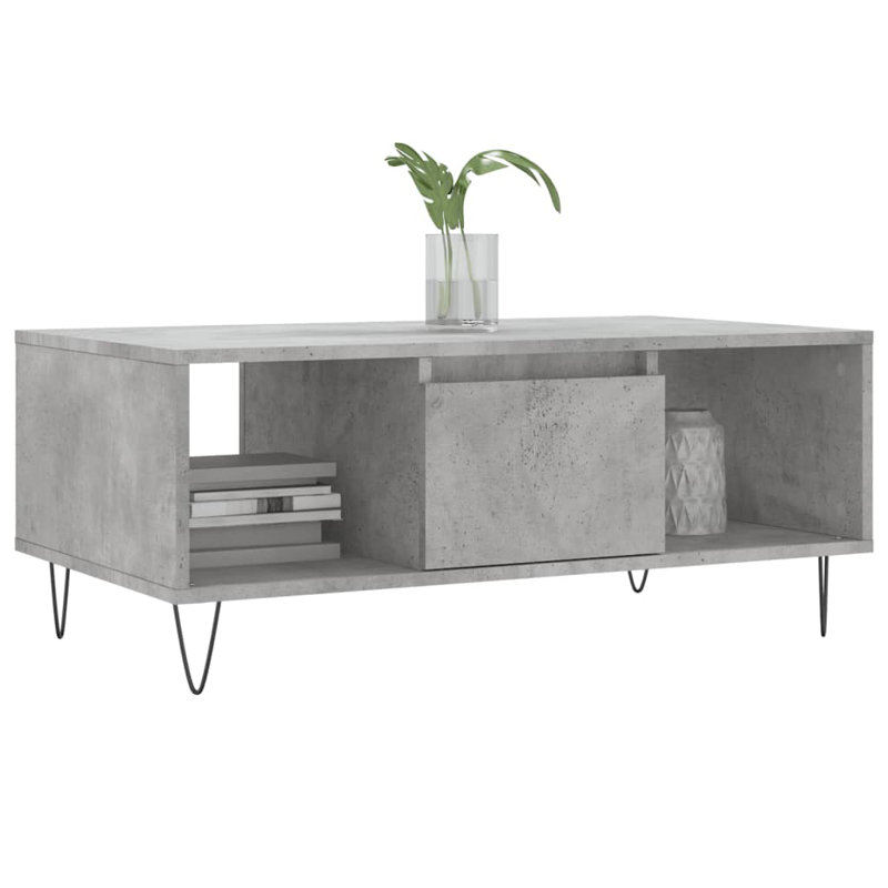 Nairah Four Leg Coffee Table with Storage, Concrete Grey