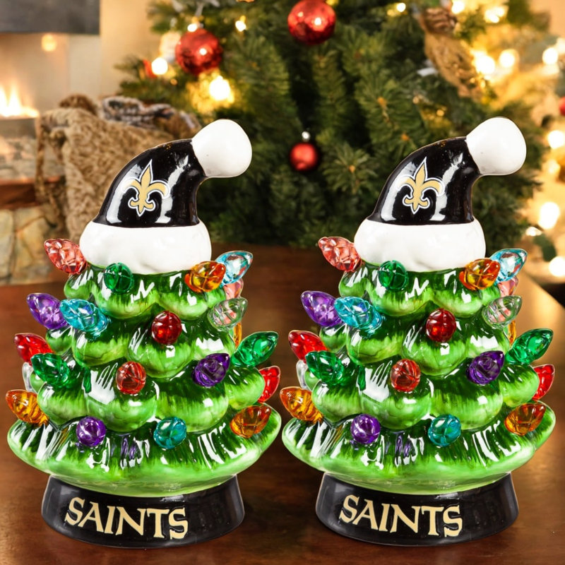 Mini arbre de Noël de table 4 po à DEL, Saints de la Nouvelle-Orléans