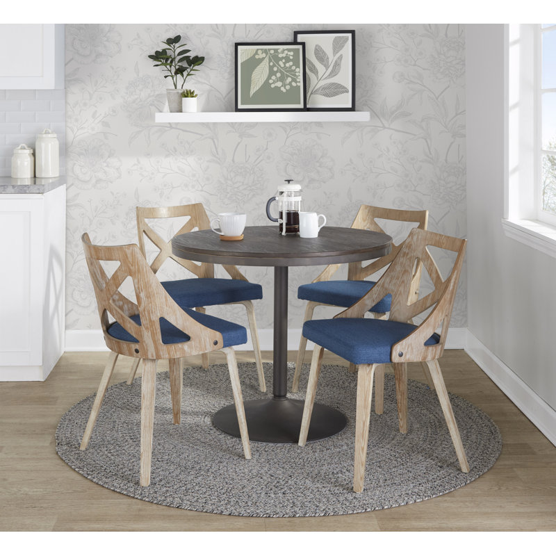 4 - Person Pedestal Dining Set, Black, Black/Clear, Brown