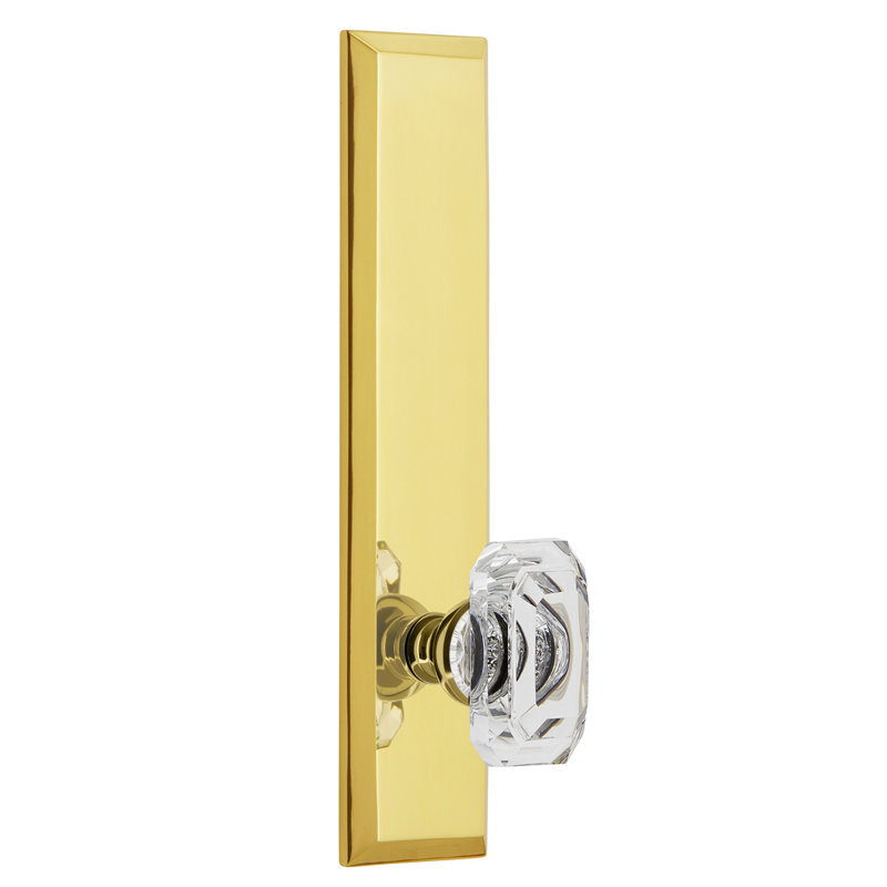 Poignée de porte en cristal transparent Grandeur Fifth Avenue, 2 3/4 po, Laiton intemporel, Gaucher