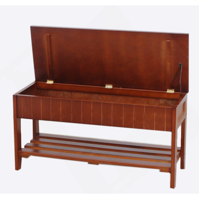 Quality Solid Wood Shoe Bench With Storage, Cherry
