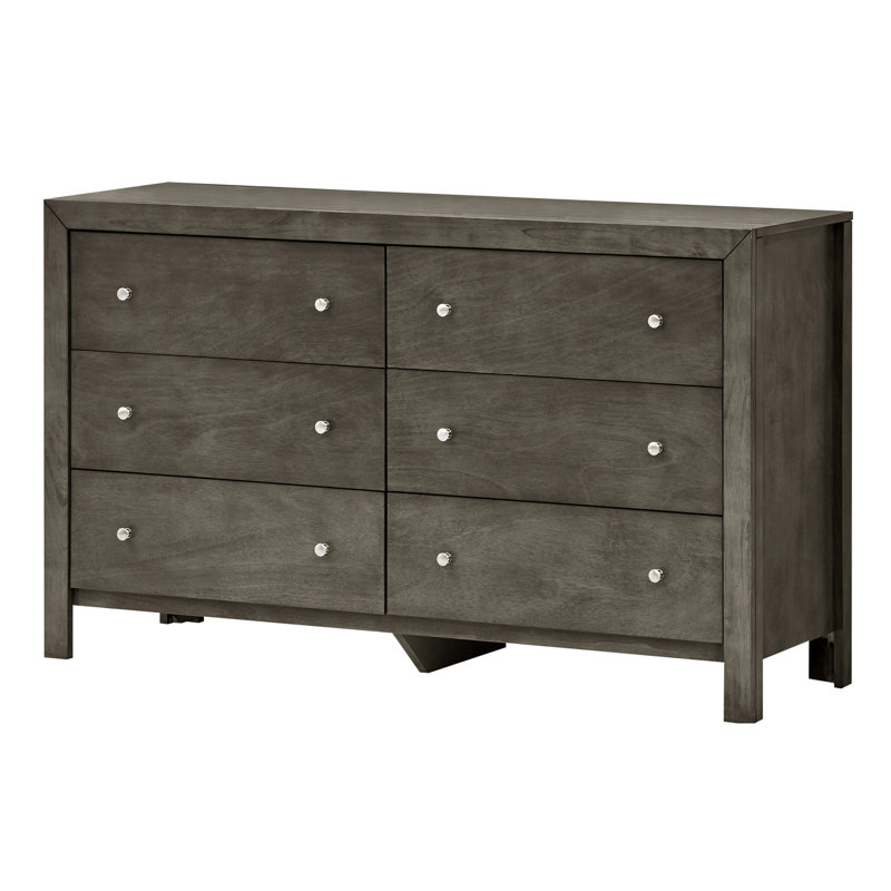 Commode 6 tiroirs, armoire de rangement, Gris