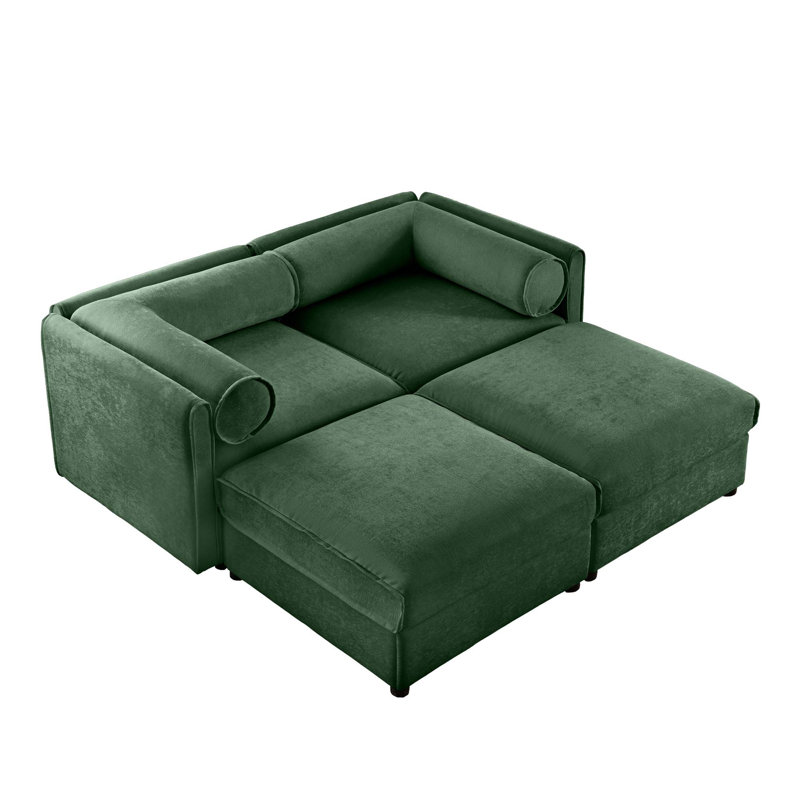 91" Oversized Upholstered Chaise Lounge Indoor, Green 1