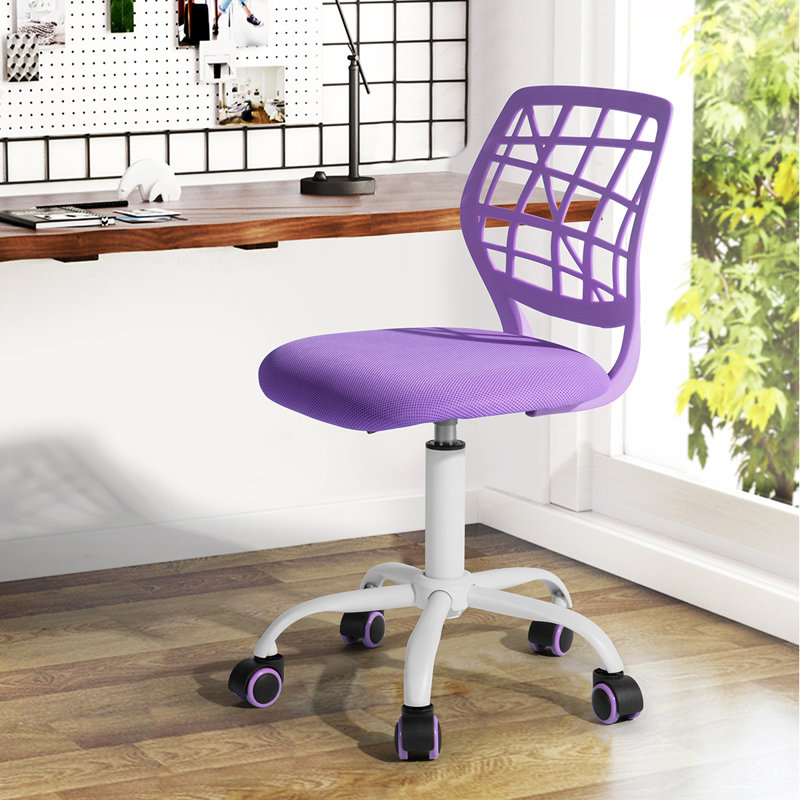 Sisk Armless Office Chair Adjustable Swivel Task Chair, Purple