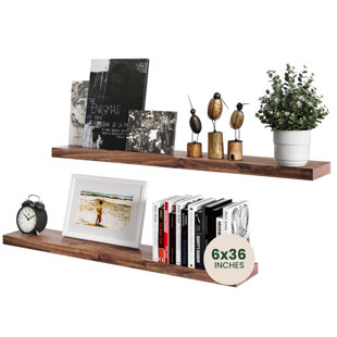 Ensemble 2 tablettes flottantes en bois massif LETTO (Ensemble de 2)