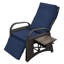 Fauteuil inclinable d'extérieur moderne, inclinable à 150 degrés, poche latérale cachée, fauteuil inclinable bleu marine, protection solaire 3000 heures, coussin confortable avec appui-tête, tablette intégrée,-2040980496