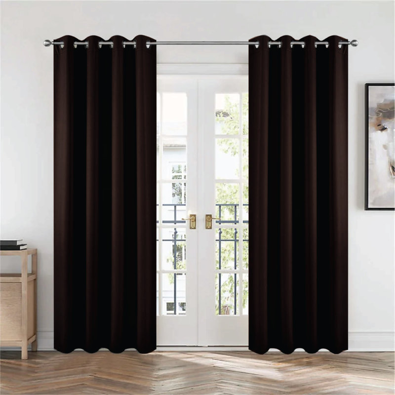 Frasco Blackout Curtain Pair, 116.84cm Width x 137.16cm Drop, Brown