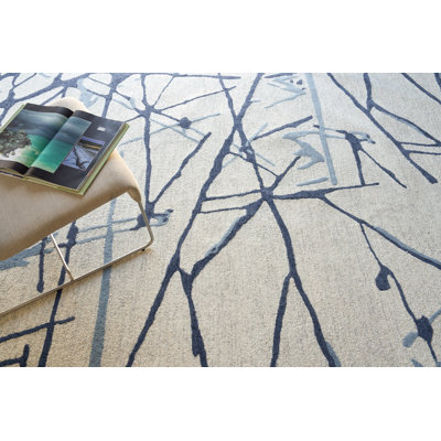 Mystic Wool Abstract Area Rug in Navy