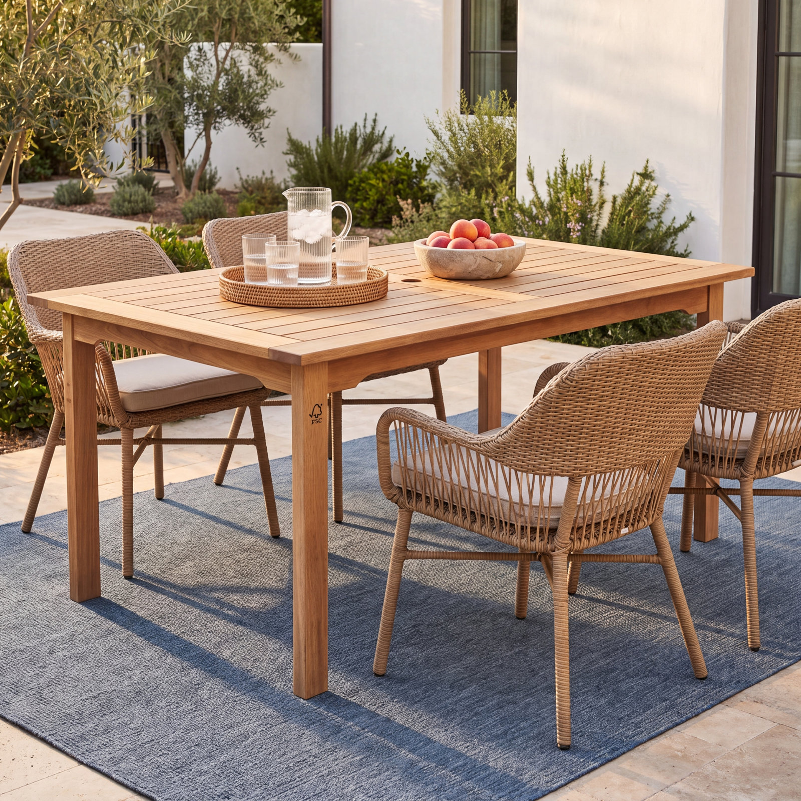 Alyisa 59 " Eucalyptus Patio Dining Table