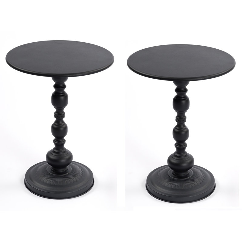 2P, table de bout vintage en métal, table d'appoint ronde pour table de chevet et table d'appoint décorative pour petit salon