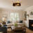 Semi Flush Mount Ceiling Light, Ceiling Light with Handcrafted Wooden Sat Shade