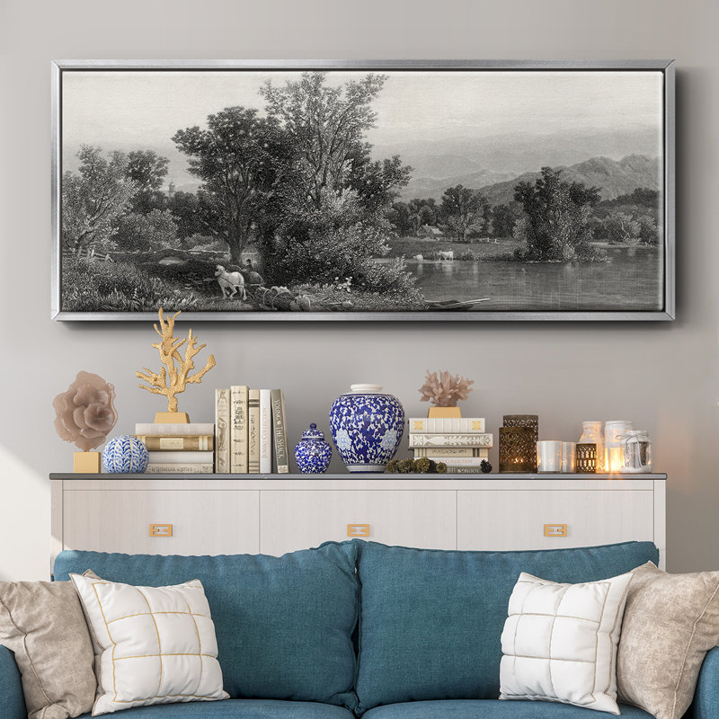 The Housatonic - Impression sur cadre flottant, H 8 po x l 20 po x P 1,5 po, Argent