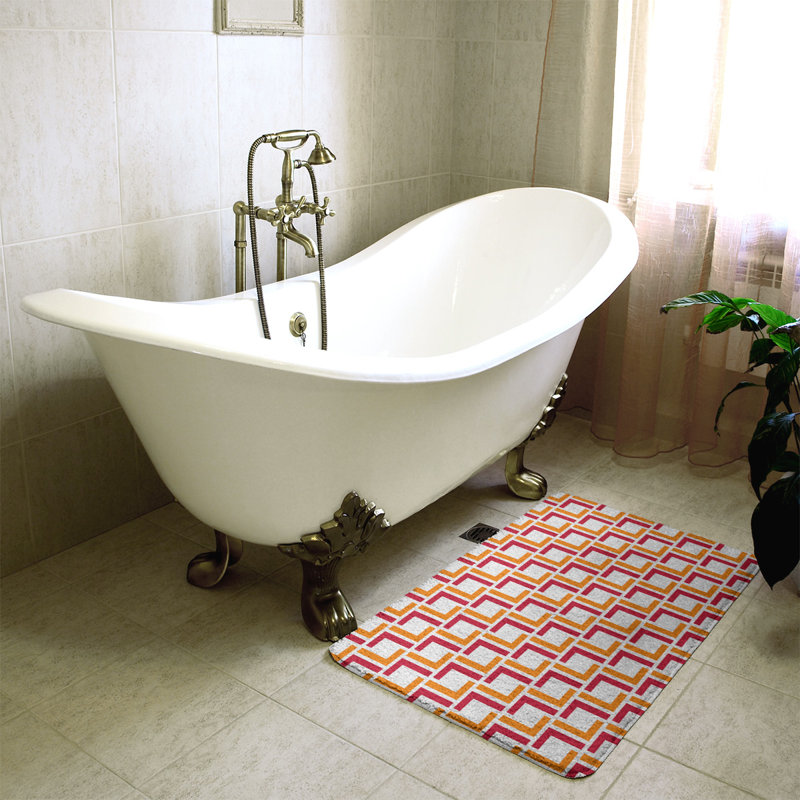 Tapis pour salle de bain Baltimore, l 17 po x L 24 po, White/Orange/Red