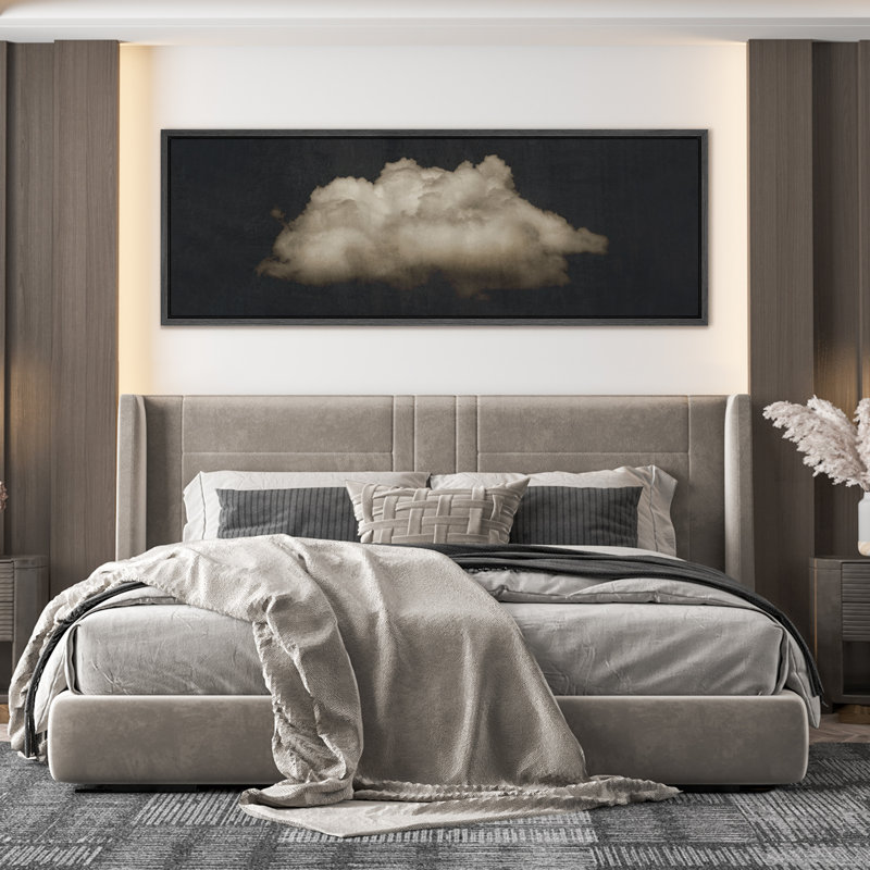 Nuage «Moody Black Modern Minimalist Neutral Artwork» - très grande impression sur toile encadrée, H 20 po x l 60 po