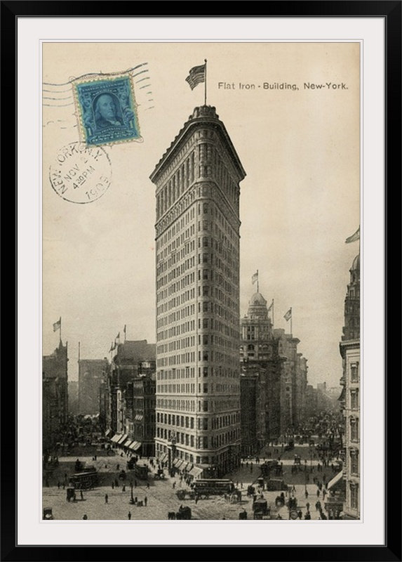 « flat iron 1909 », impression, Cadre noir, H 26 po x l 20 po x P 1 po