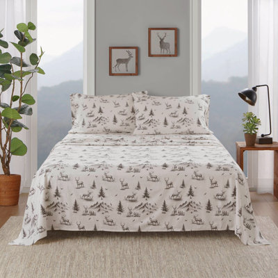 4 Pcs Full Sheet Set Gray Deer Toile