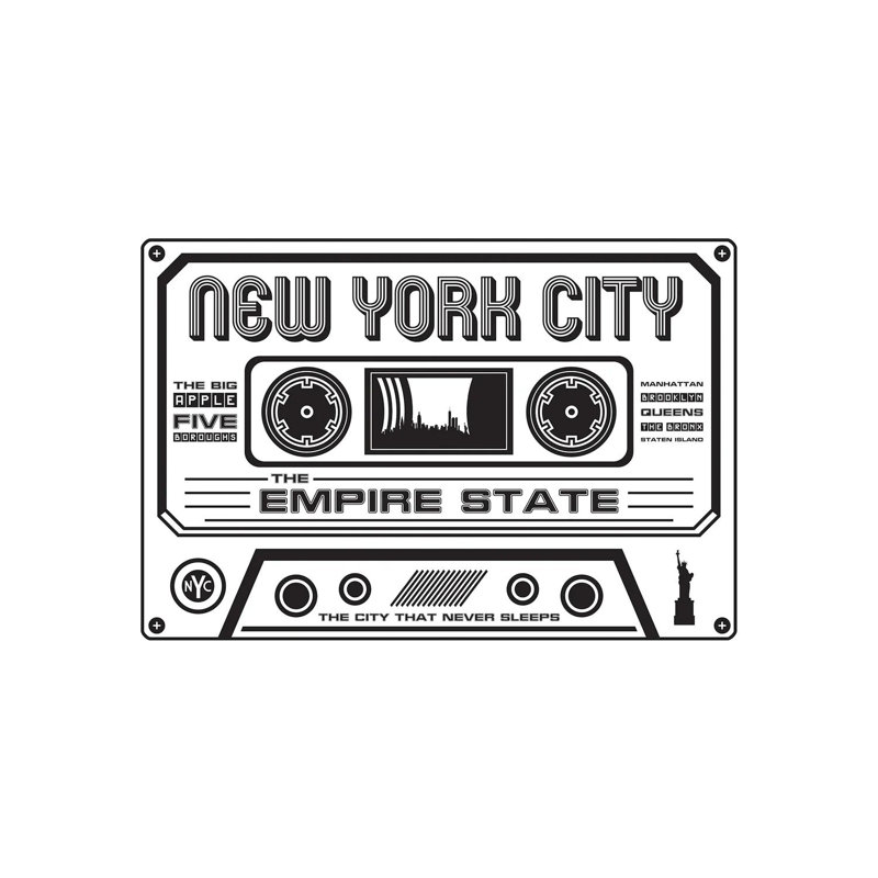 New York City Cassette - Light Background by Benton Park Prints - Wrapped Canvas Gallery-Wrapped Canvas Giclée