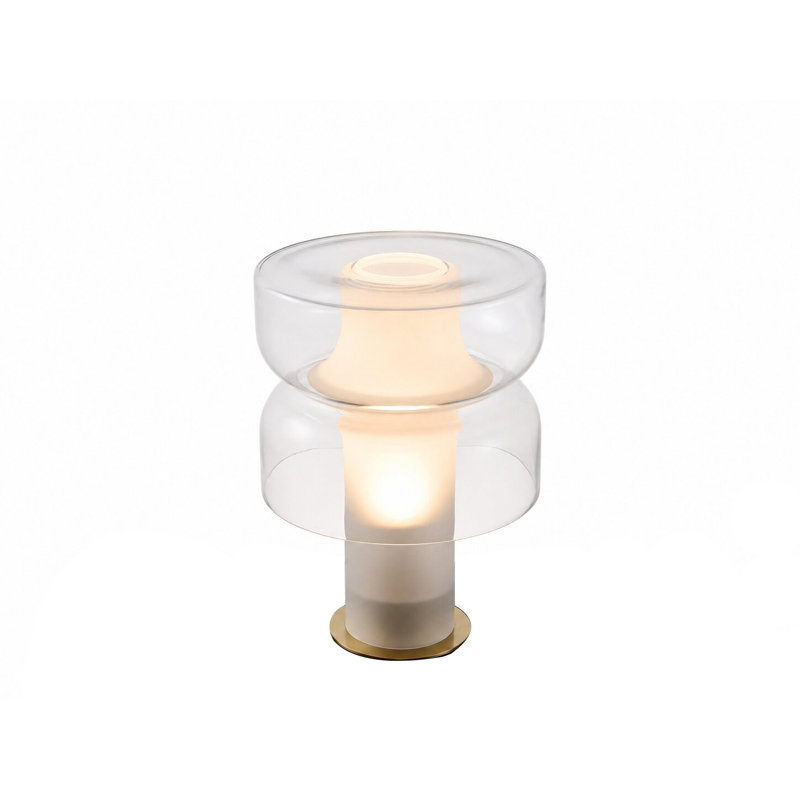 Lampe de table transitionnelle blanche en verre givré 1 lumière avec abat-jour en verre transparent