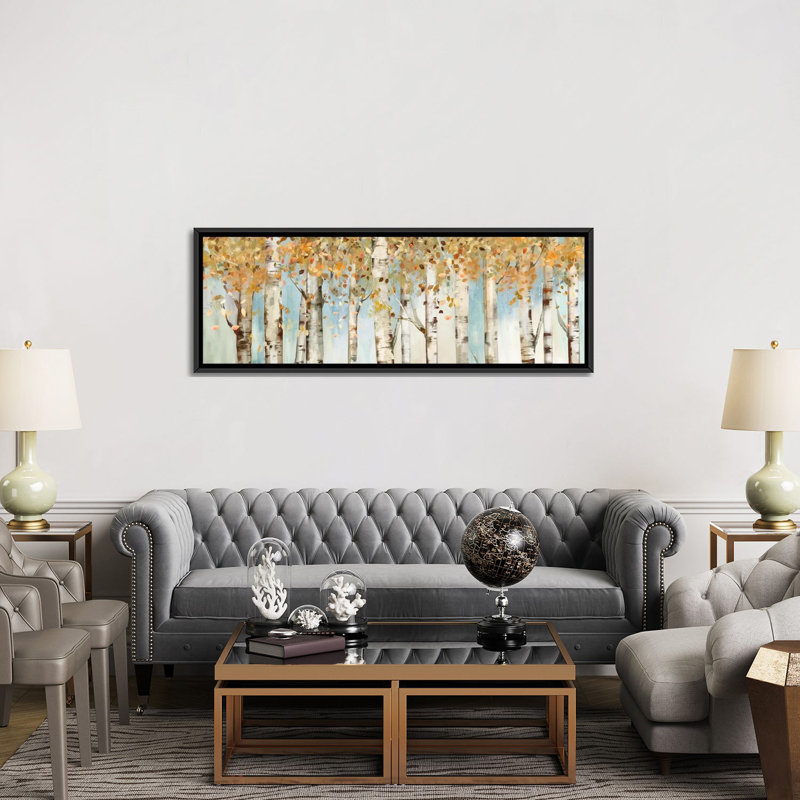 « bouleau country » par allison pearce, impression sur toile tendue, H 16 po x l 48 po x P 1,5 po, Toile encadrée noire