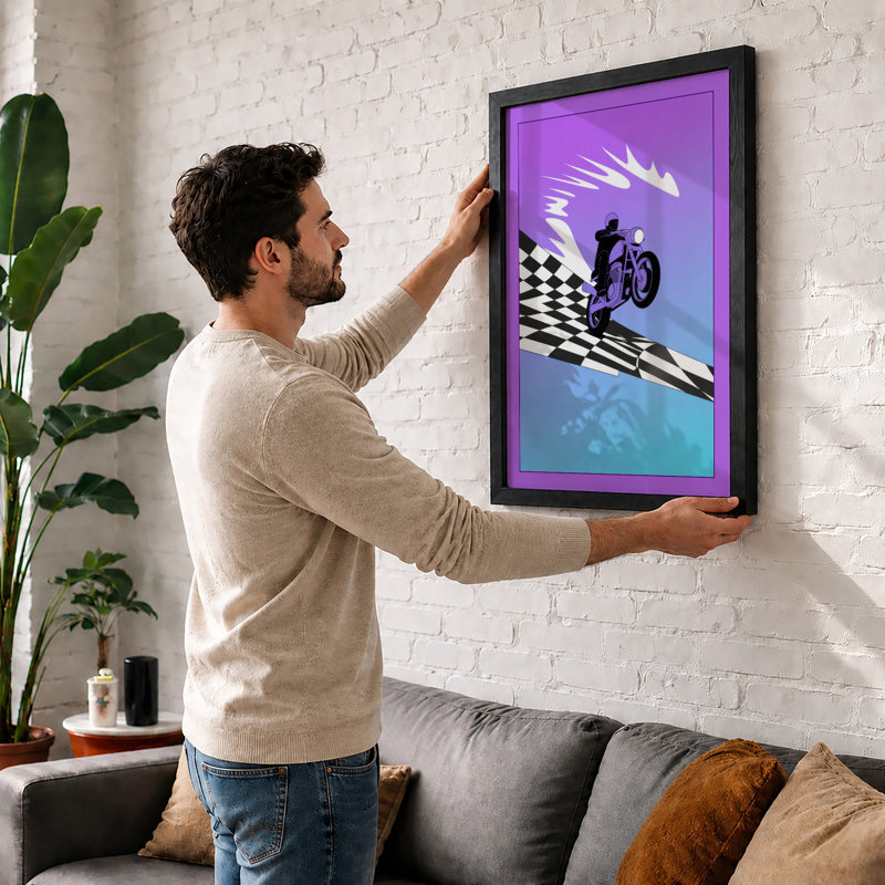 Stunt Rider Ascent Modern - Framed Print, A1 - 84.1 x 59.4 cm, Black