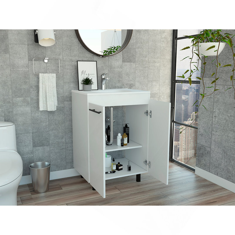 Armoire de meuble-lavabo autoportante 60 "avec division Selma, Blanc