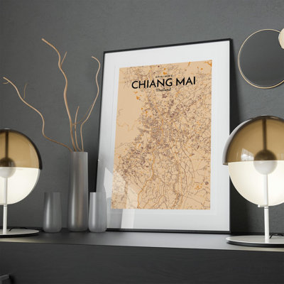 Chiang Mai City Map In Vintage - No Frame Print