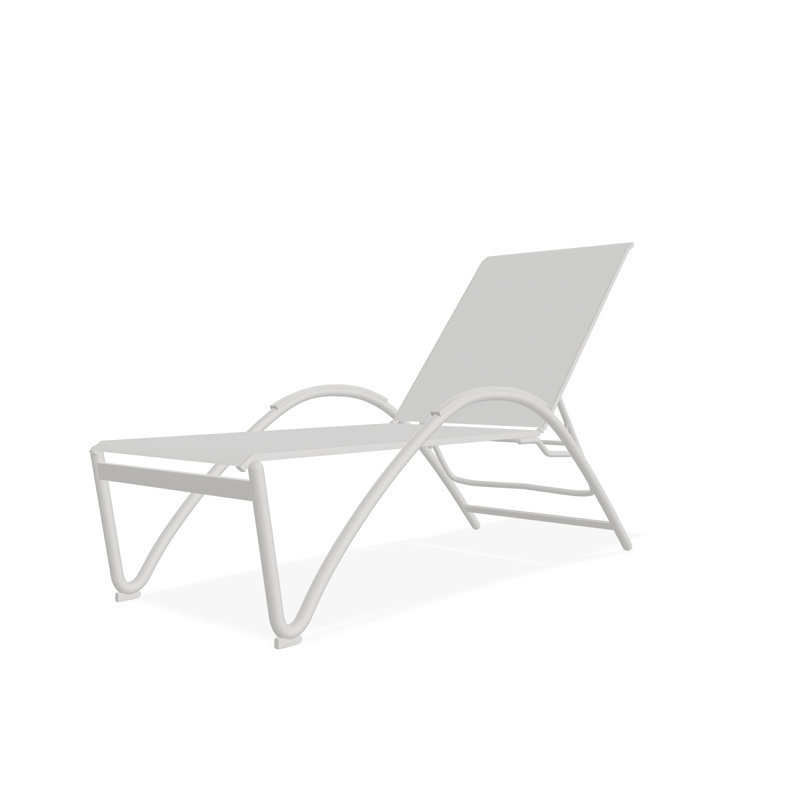 Chaise longue empilable Helios Contract Sling, Neige, Blanc 6D Sunbrella®
