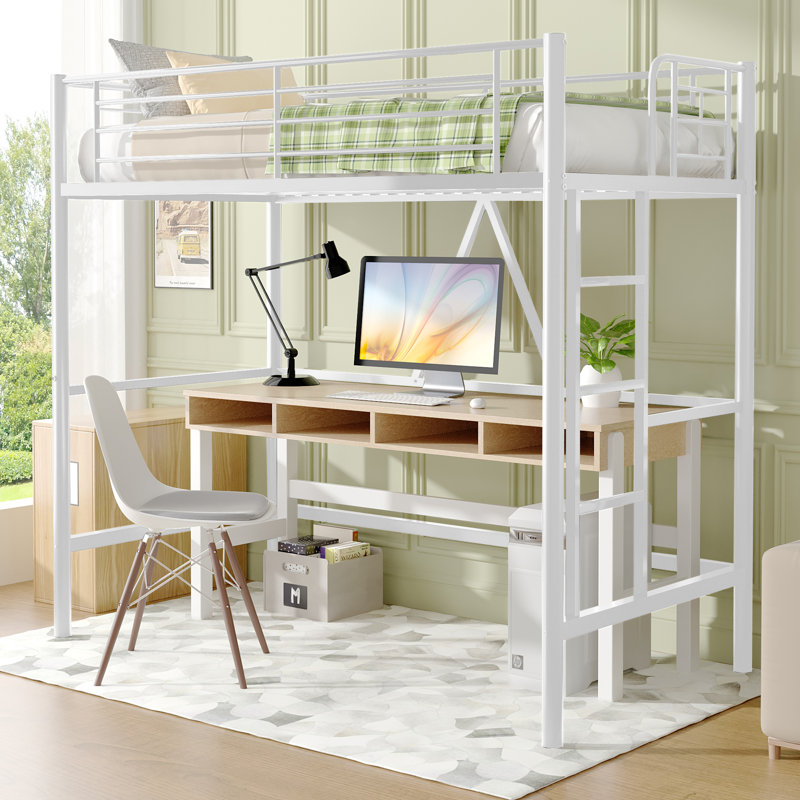 Metal Storage Bed, White