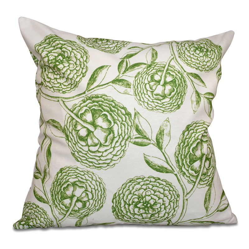 Botanical Blooms Floral Outdoor Reversible Throw Pillow, 18"x18", Coral