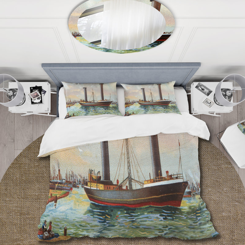 Ensemble de housse de couette de style nautique et côtier pour bateau antique