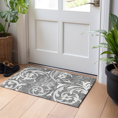 Premium Machine Washable Prisco Charcoal Rug