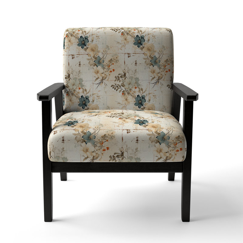 Fauteuil d'appoint rétro et décontracté D, Harmonie florale de maison de campagne rétro beig