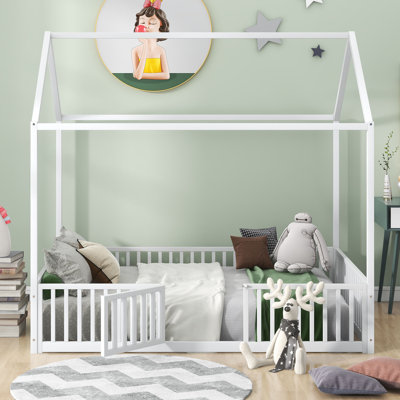 Metal House Bed With Fence